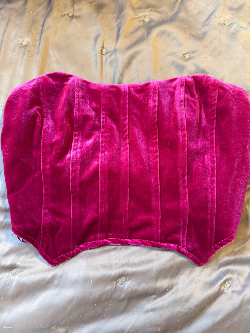 Le Lis Strapless Velvet Bustier - Fuchsia